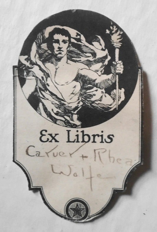 Carver and Rhea Wolfe  Ex Libris oval Bookplate