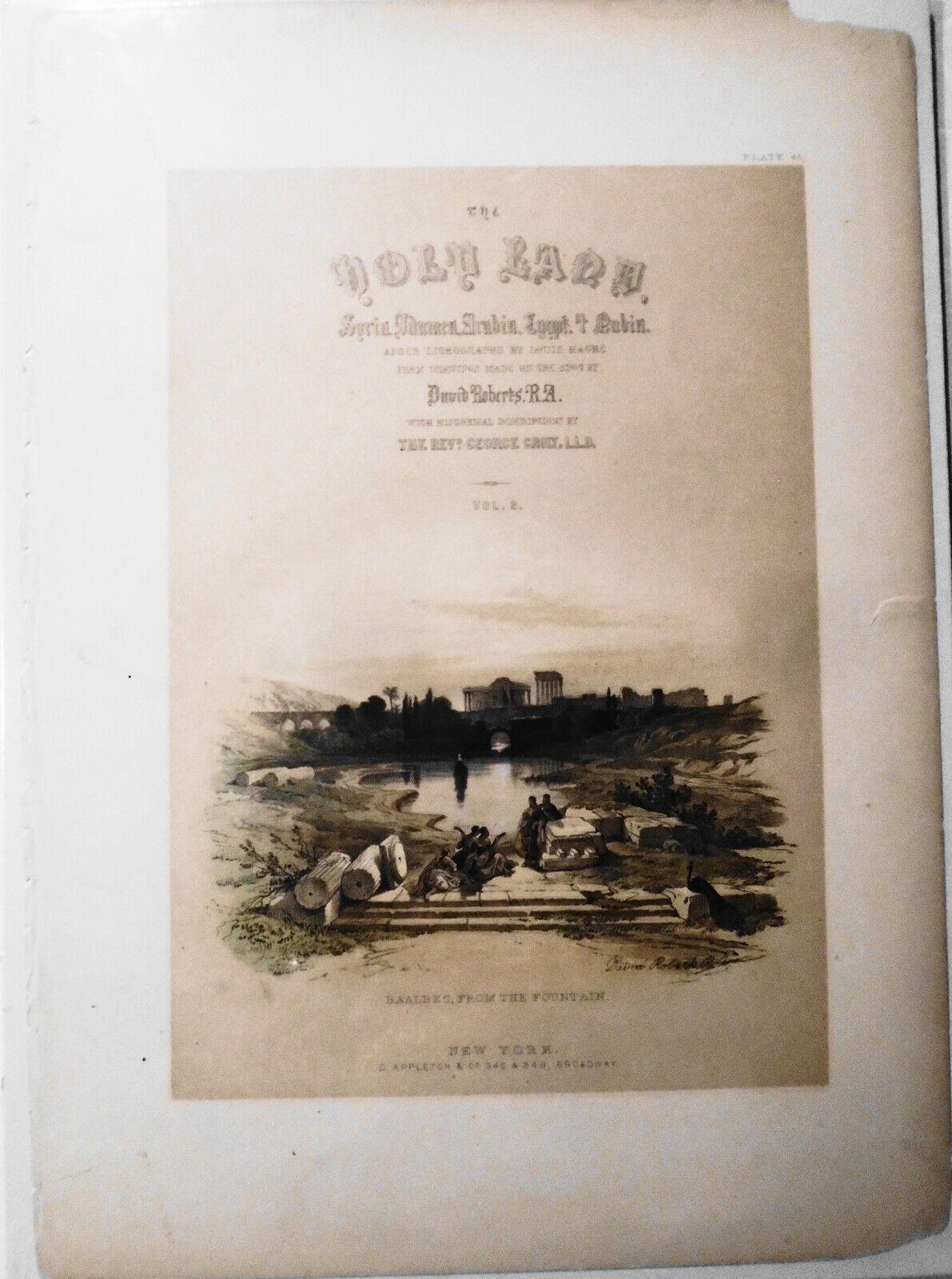 Baalbec, From the Fountain - by David Roberts [1855-1860] Original antique print