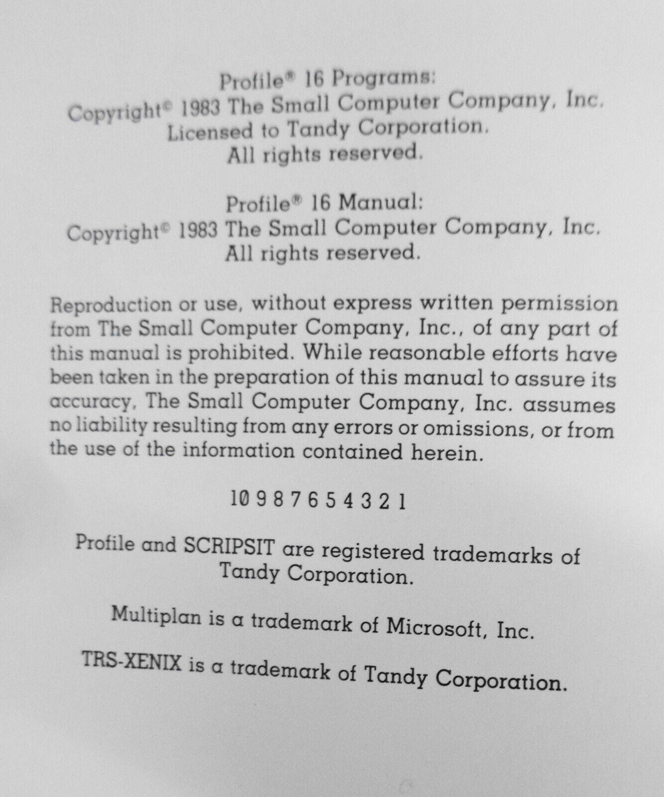 Xenix Profile 16 Radio Shack TRS-80 Model 16 Multi-User database program. 1983