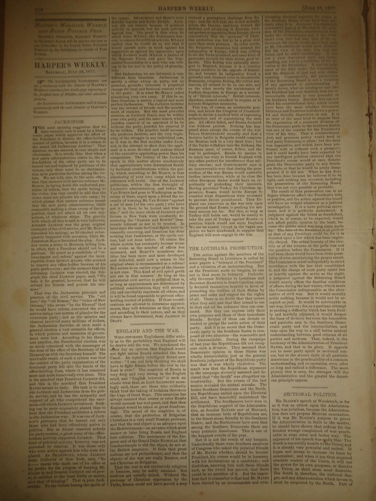 HARPER'S WEEKLY JULY 28 1877 - INTERCOLLEGIATE ATHLETICS,, TRINITY CHURCH ...