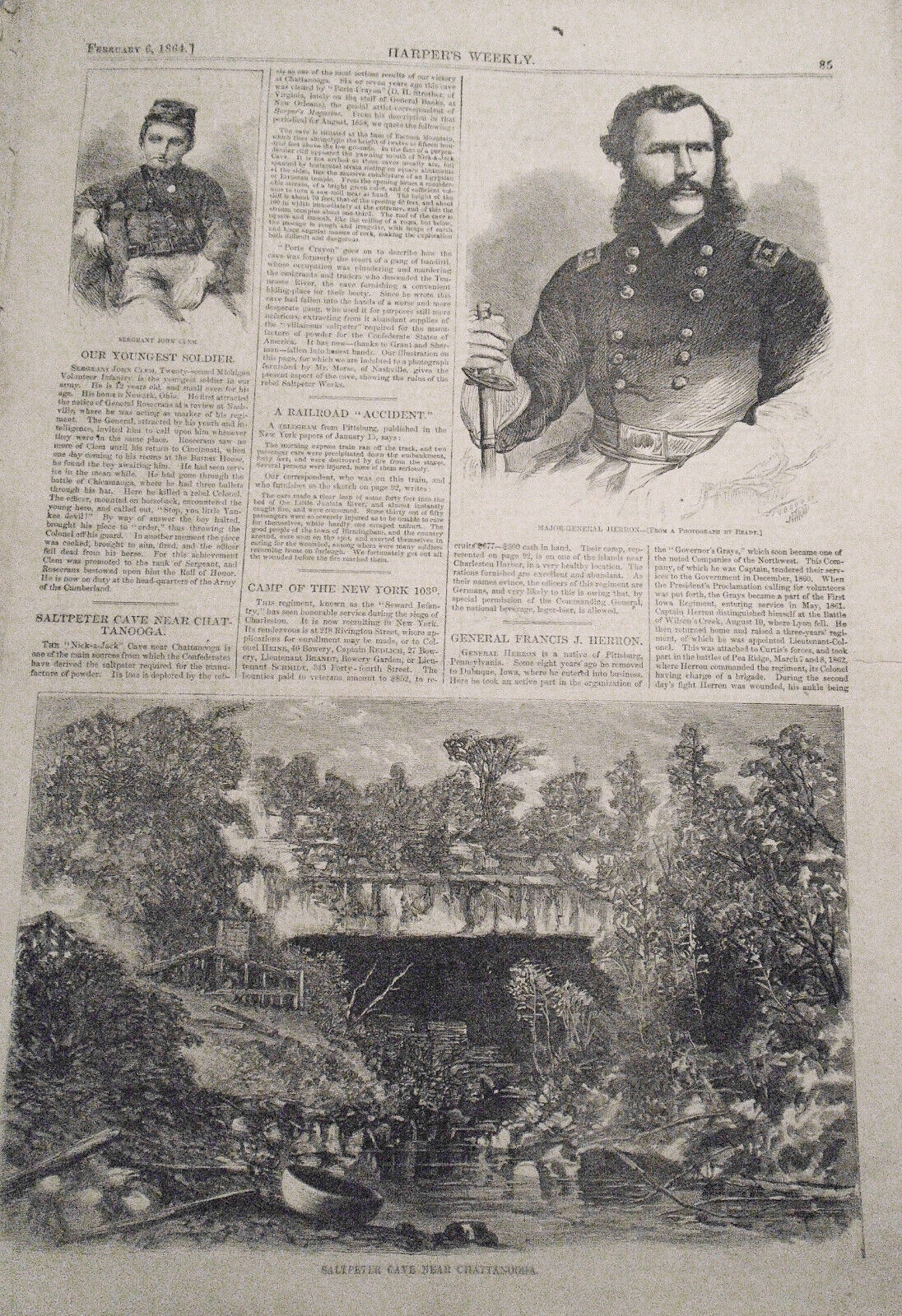 Harper's Weekly February 6, 1864.  Halt Of Wagon Train- Winslow Homer, Civil War