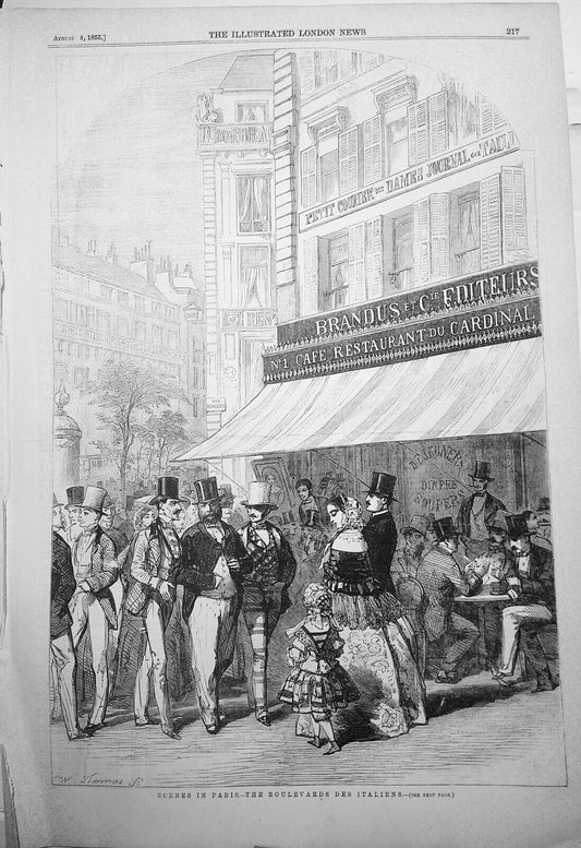 Scenes in Paris - the Boulevard Des Italiens - Illustrated London News, 1855.