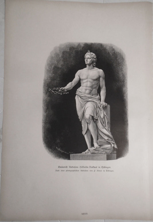 Emmerich Andresens Hölderlin Denkmal in Tübingen, by P. Sinner -- 1882