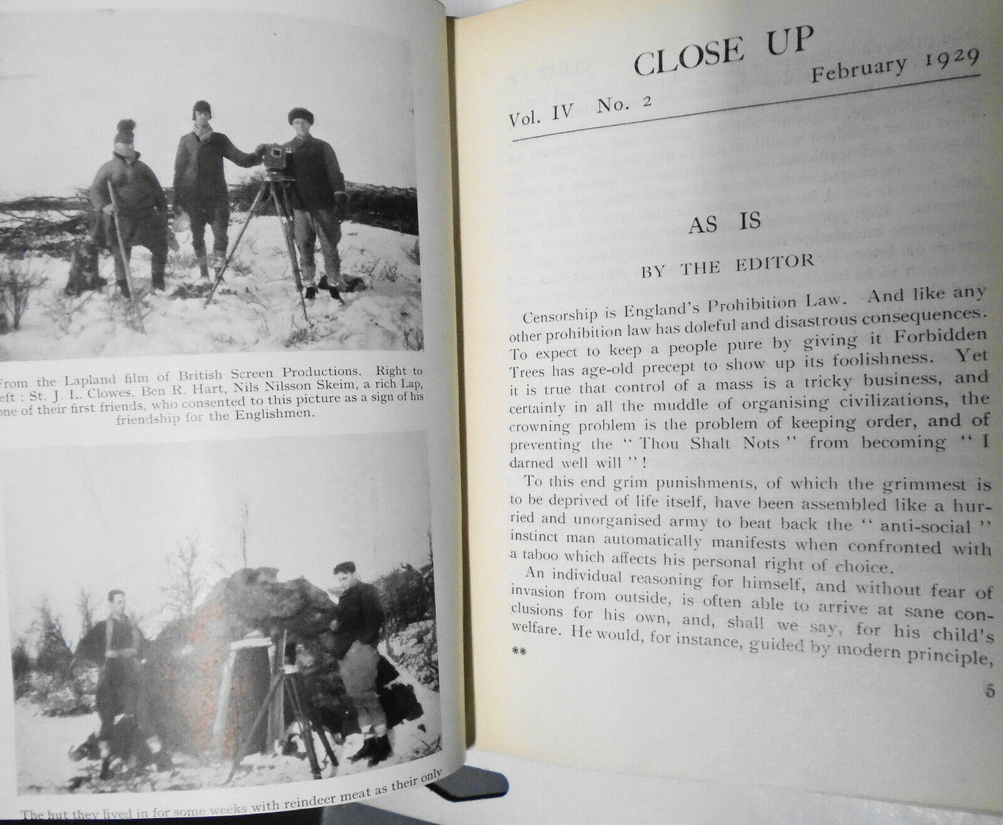 CLOSE UP,  Vol. 4 - Jan - June, 1929. Bound volume of 6 issues. Film magazine