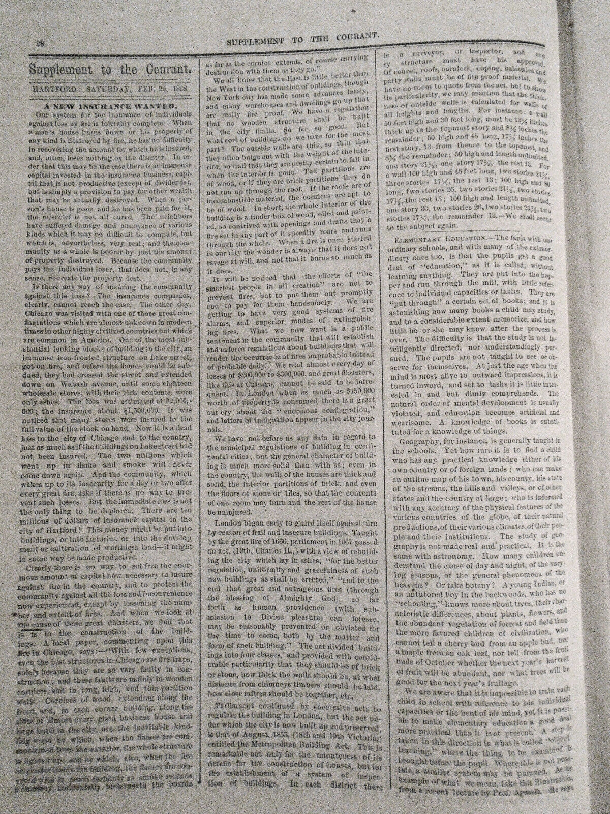 "Ole Bull in America" - Supplement To Connecticut Courant, February 22, 1868