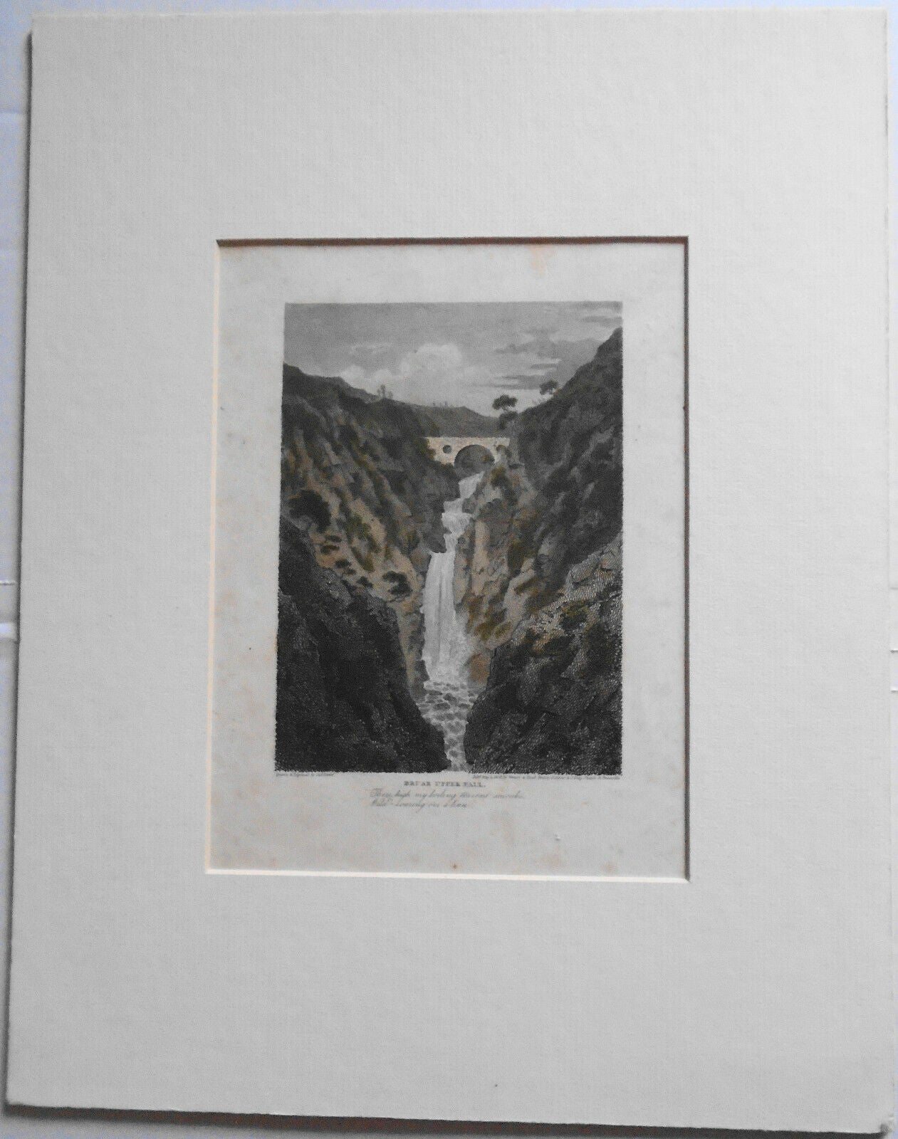 1805 Bruar Upper Fall Steel Engraving - illustrative of works of Robert Burns