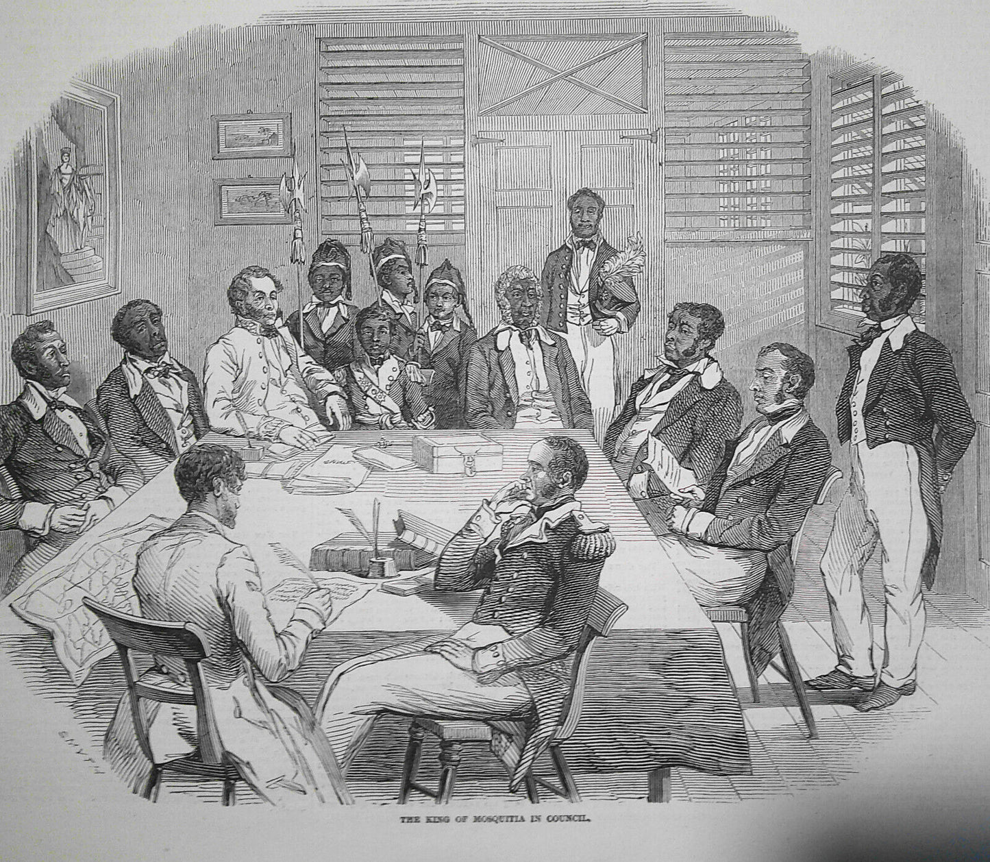 Mosquitia : The King in Council & Woolwa Indians - Illustrated London News 1847.