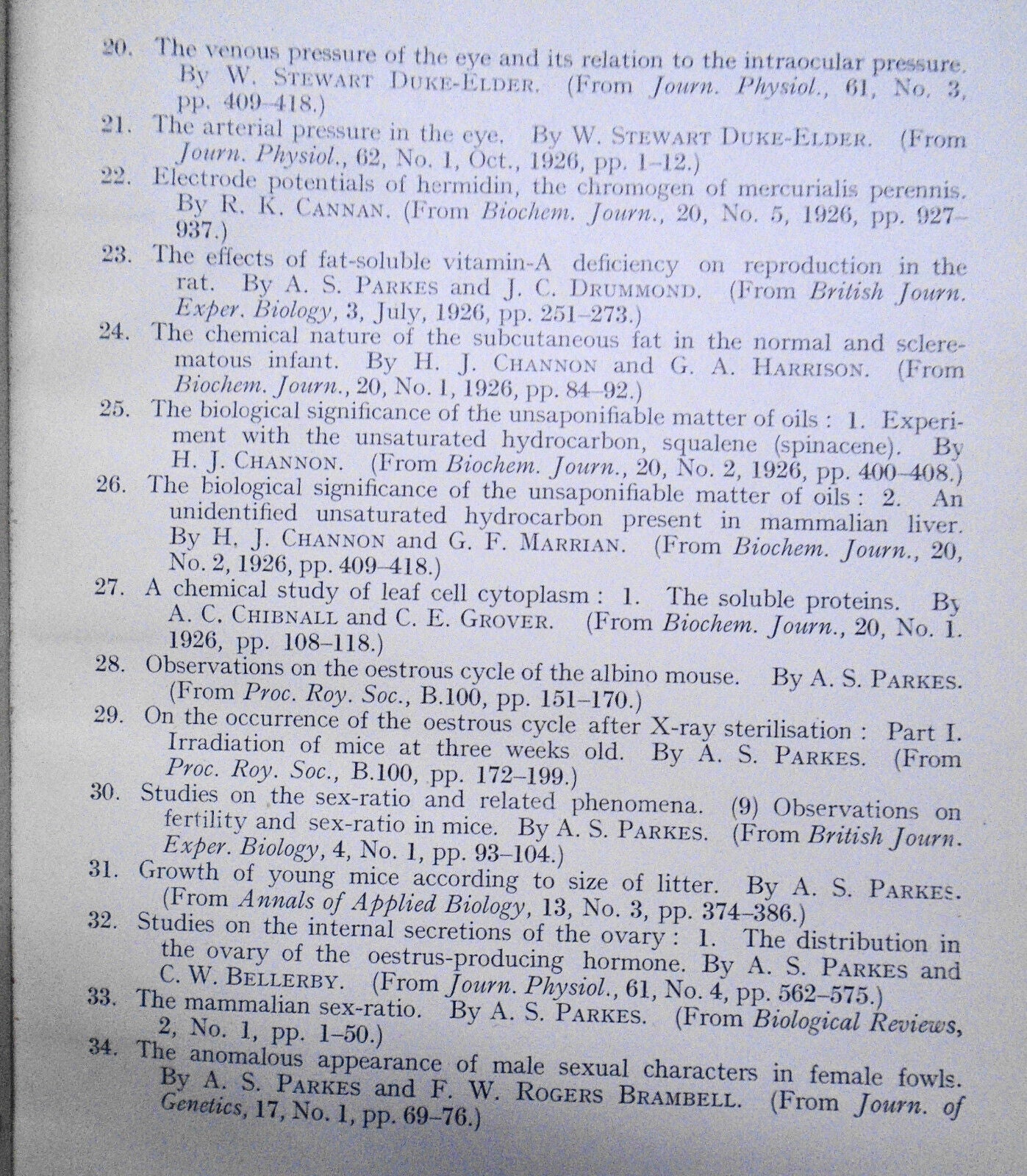 1927 Collected Papers Of Dept. Of Physiology, University College London. Vol. 25