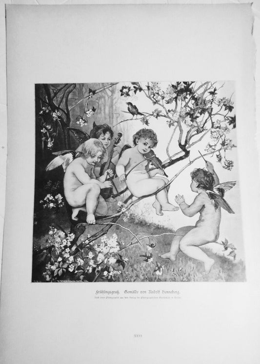 Frulingsgruk - von Rudolf Henneberg  --  1884 Original print