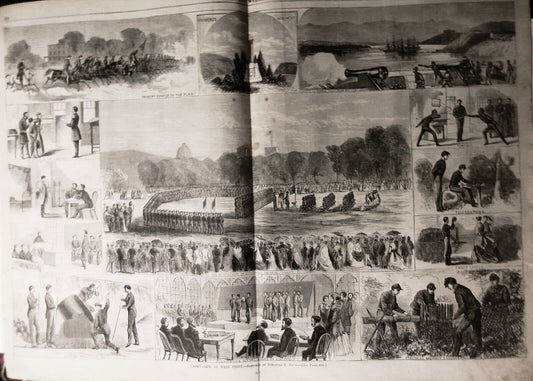 Cadet Life at West Point - Harper's Weekly July 4, 1868 - Double page print