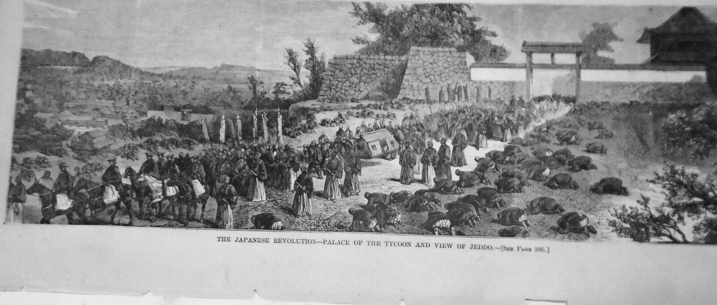 The Japanese Revolution - View of Yokohama & Jeddo - Harper's Weekly May 2, 1868
