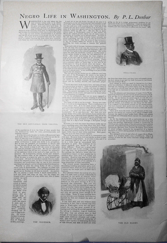 Negro Life in Washington by Paul Laurence Dunbar - Harper's Weekly 1900 original