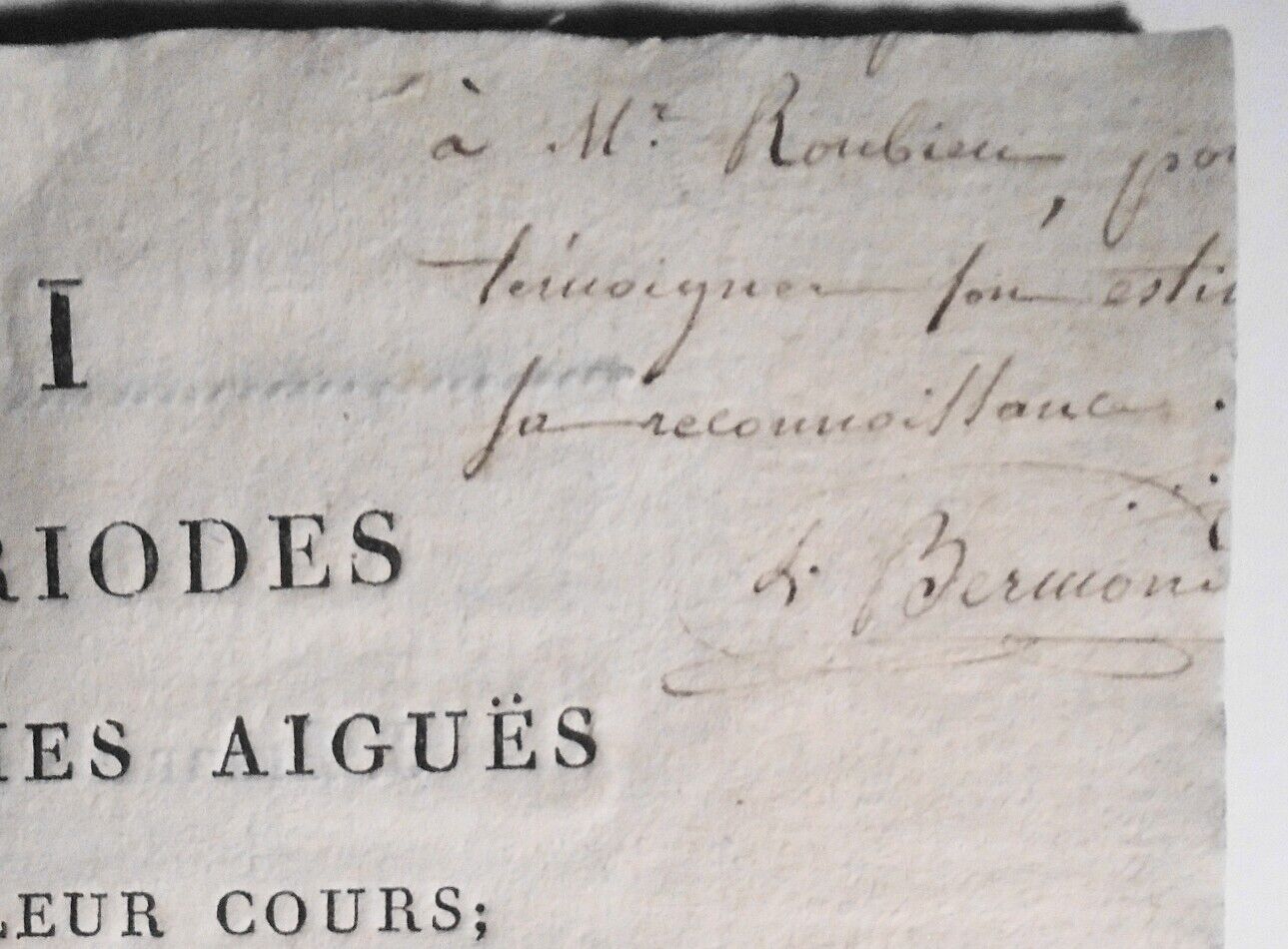 [SIGNED, Medicine] Essai sur les periodes que les maladies aigues 1808 - Bermond