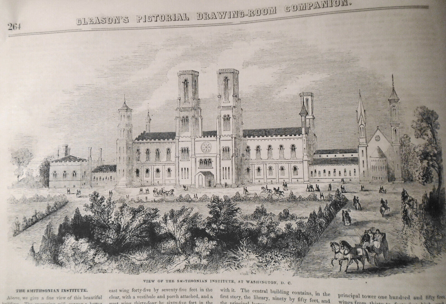 Gleason's Pictorial - April 24, 1852. Smithsonian Institute, Charleston Hotel...