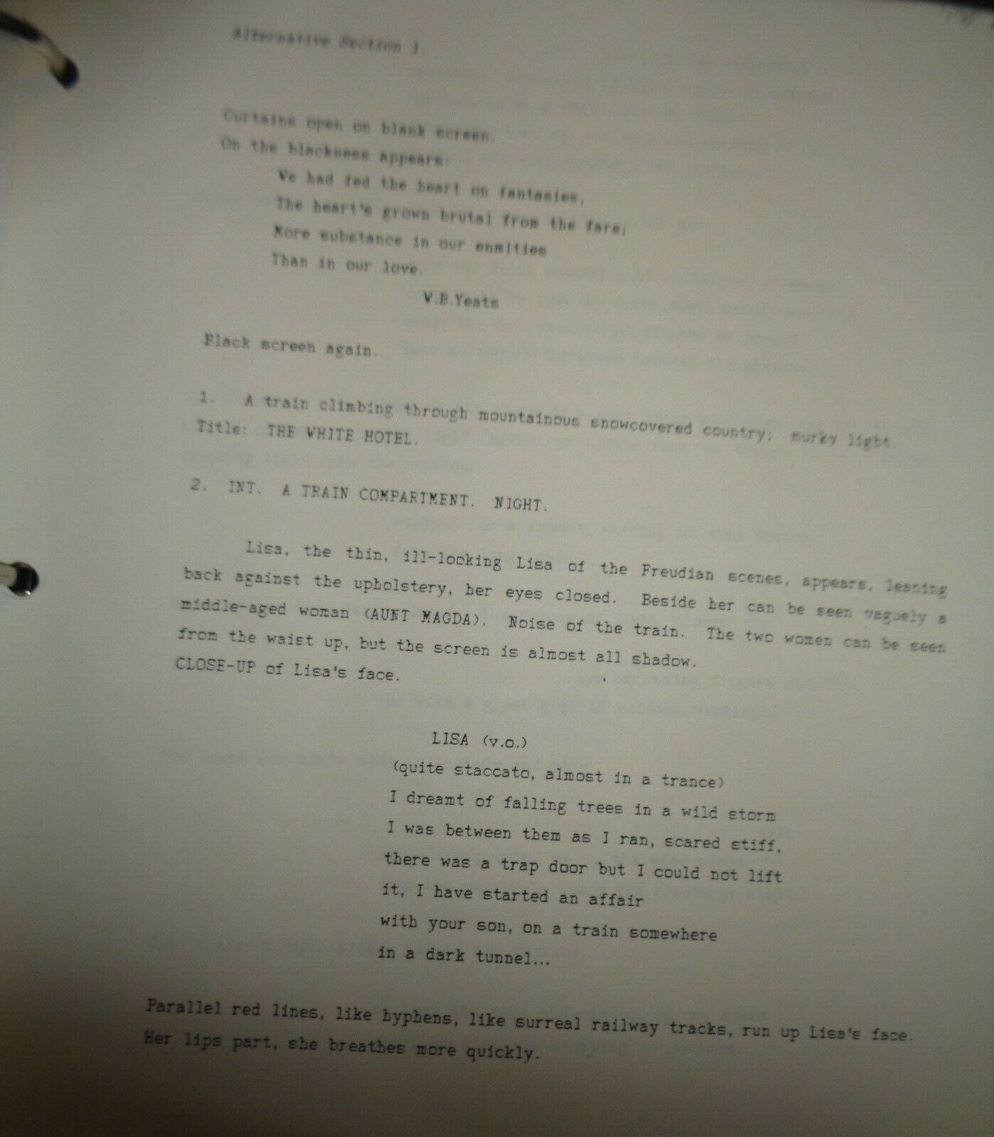 D. M. Thomas - THE WHITE HOTEL - second draft screenplay, unpublished