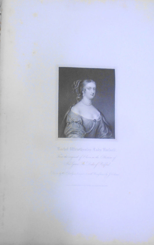 1834 Rachel Wriothesley,  - original engraving from Lodge's Portraits. 17x11 in