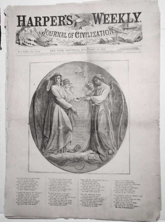 Harper's Weekly February 27, 1864. Original Issue. Civil War, Colt's Armory etc