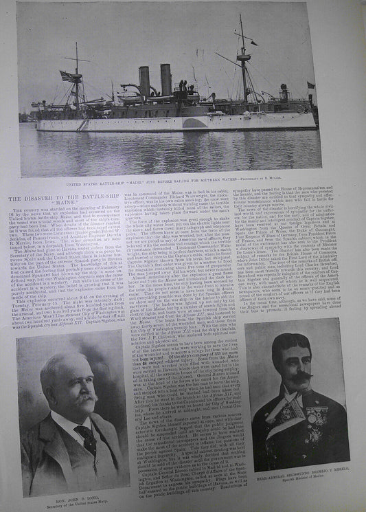 Disaster to the Battle-ship "Maine" - Harper's Weekly, February 26, 1898 section