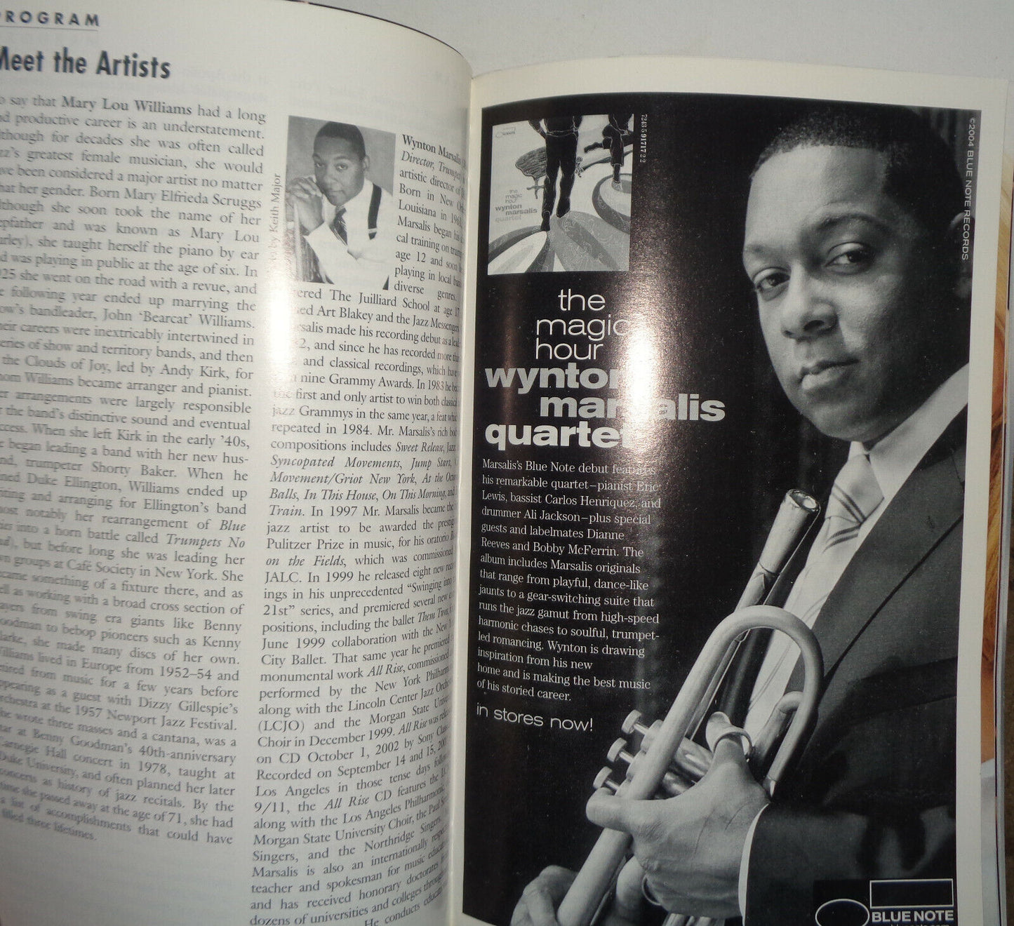 MUSIC OF MARY LOU WILLIAMS, PLAYBILL 2004 Jazz at Lincoln Center Wynton Marsalis
