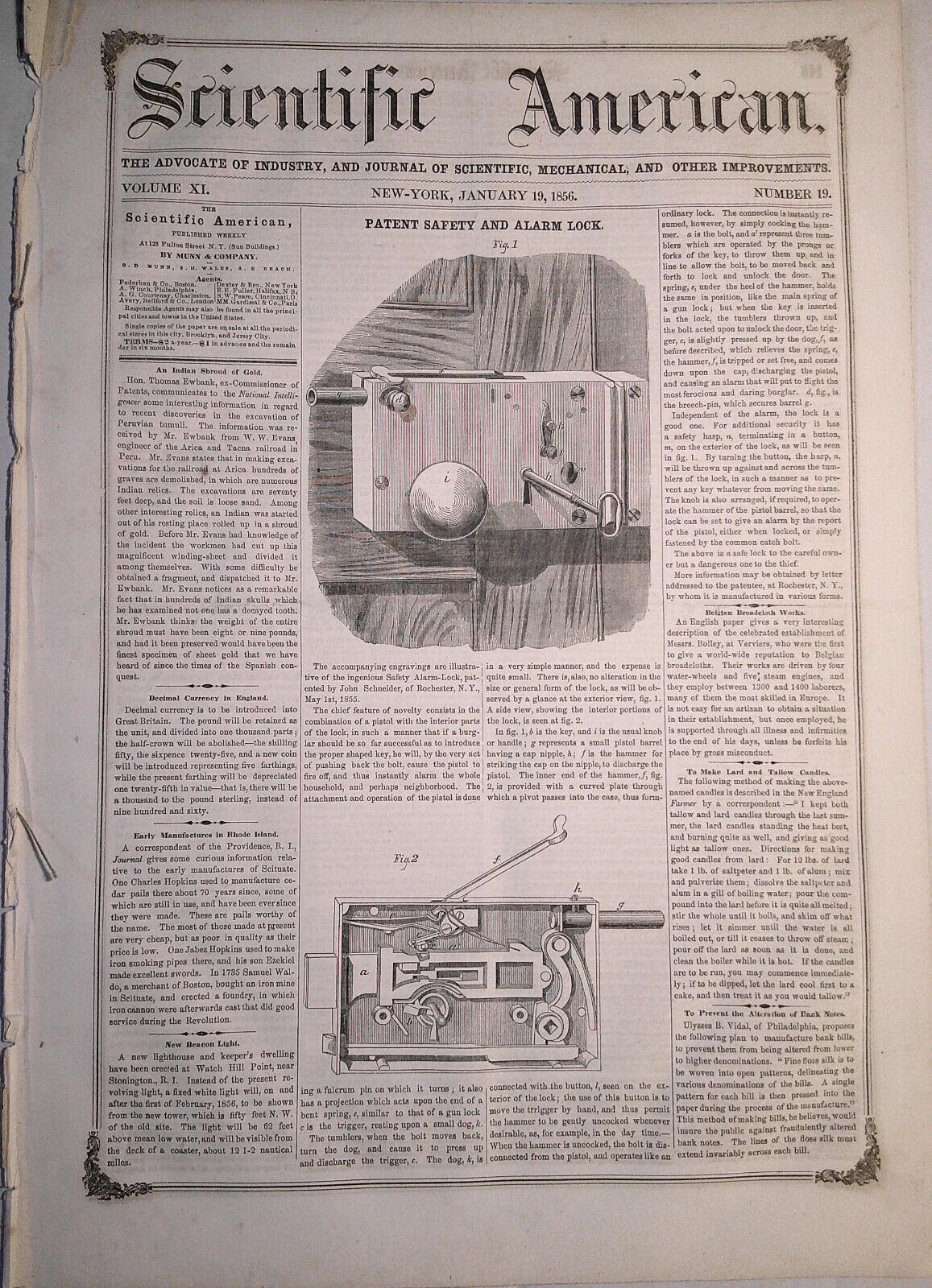 Scientific American January 19, 1856. Robert Fulton; California; Horse flesh etc