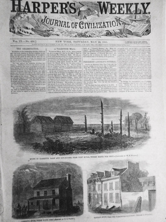Harper's Weekly May 20, 1865. Original: Lincoln, Booth,  Blacks and the Ballot.