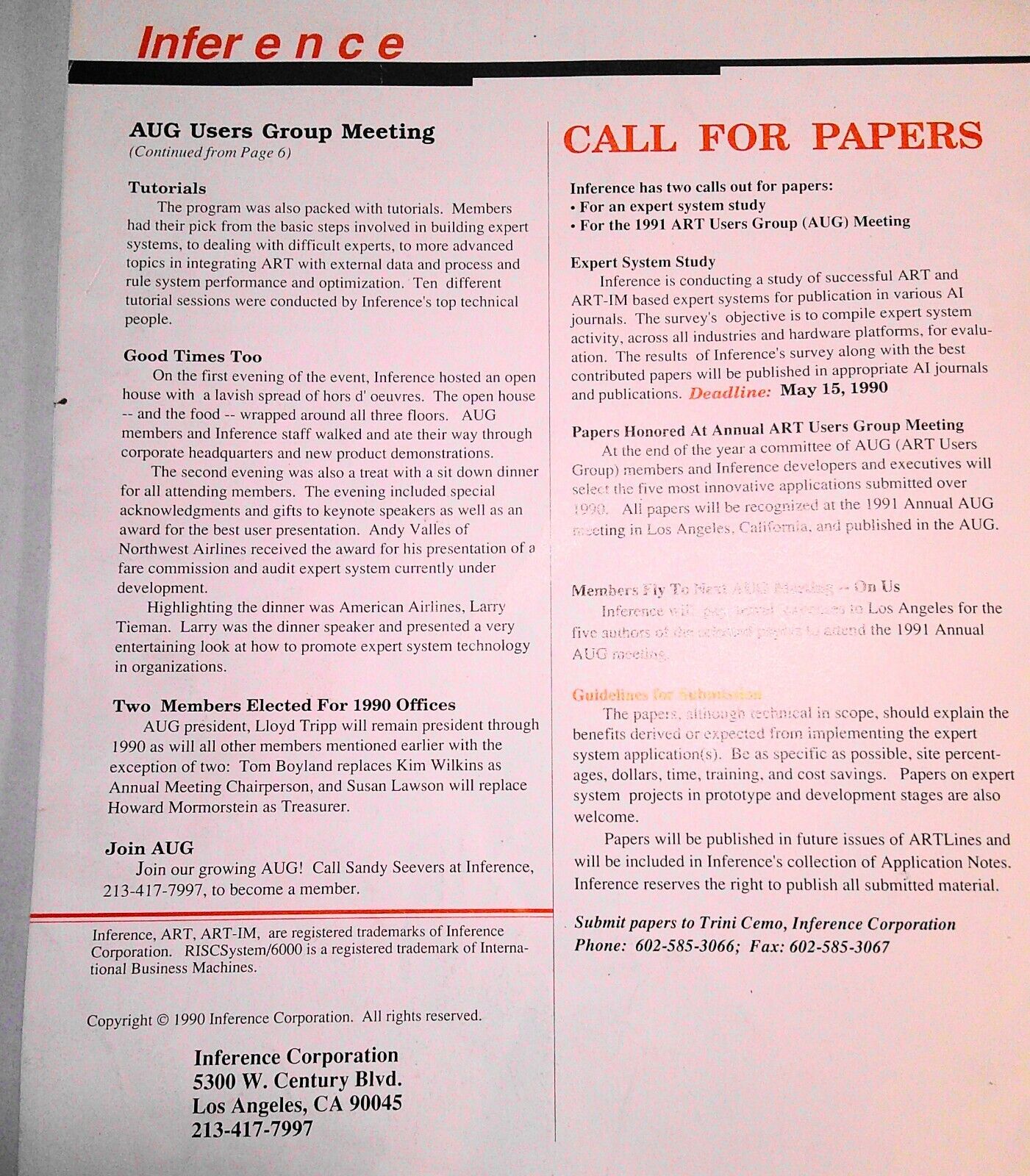ARTLines Vol 1, No 2, April 1990 by Inference Corporation + Background  [ART-IM]