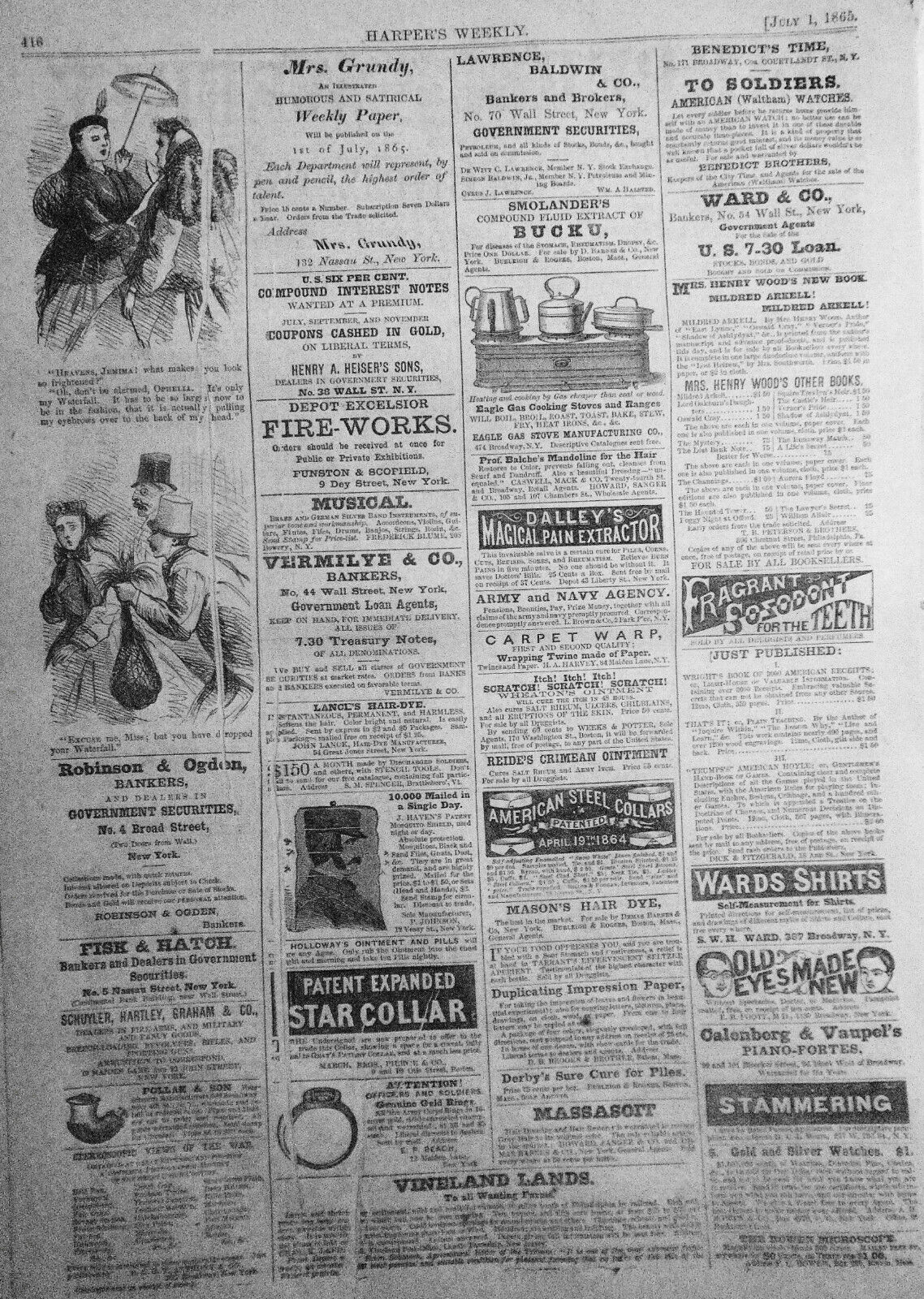 Original Harper's Weekly July 1, 1865 Complete issue - Trial of Conspirators etc