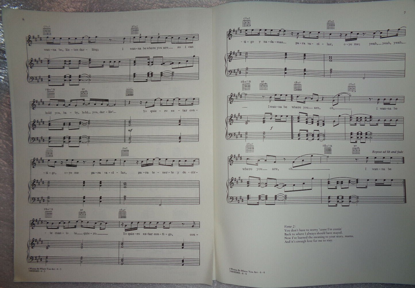 José Feliciano - I wanna be where you are - original sheet music, 1972