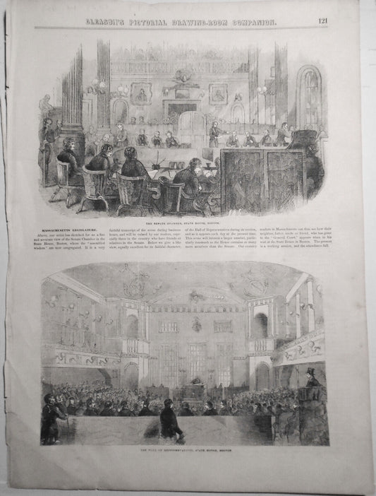 1852  Massachusetts Legislature : Senate Chamber & Hall of Representatives