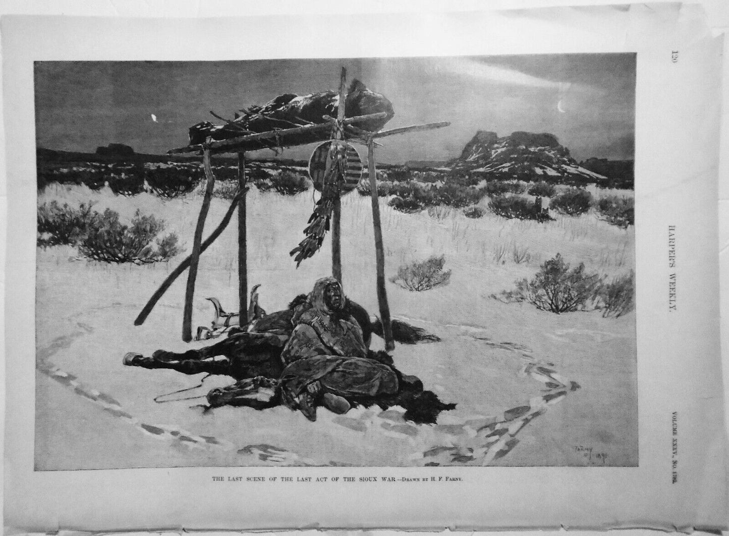 The last scene of the last act of the Sioux war, by H. F. Farny. 1891 original