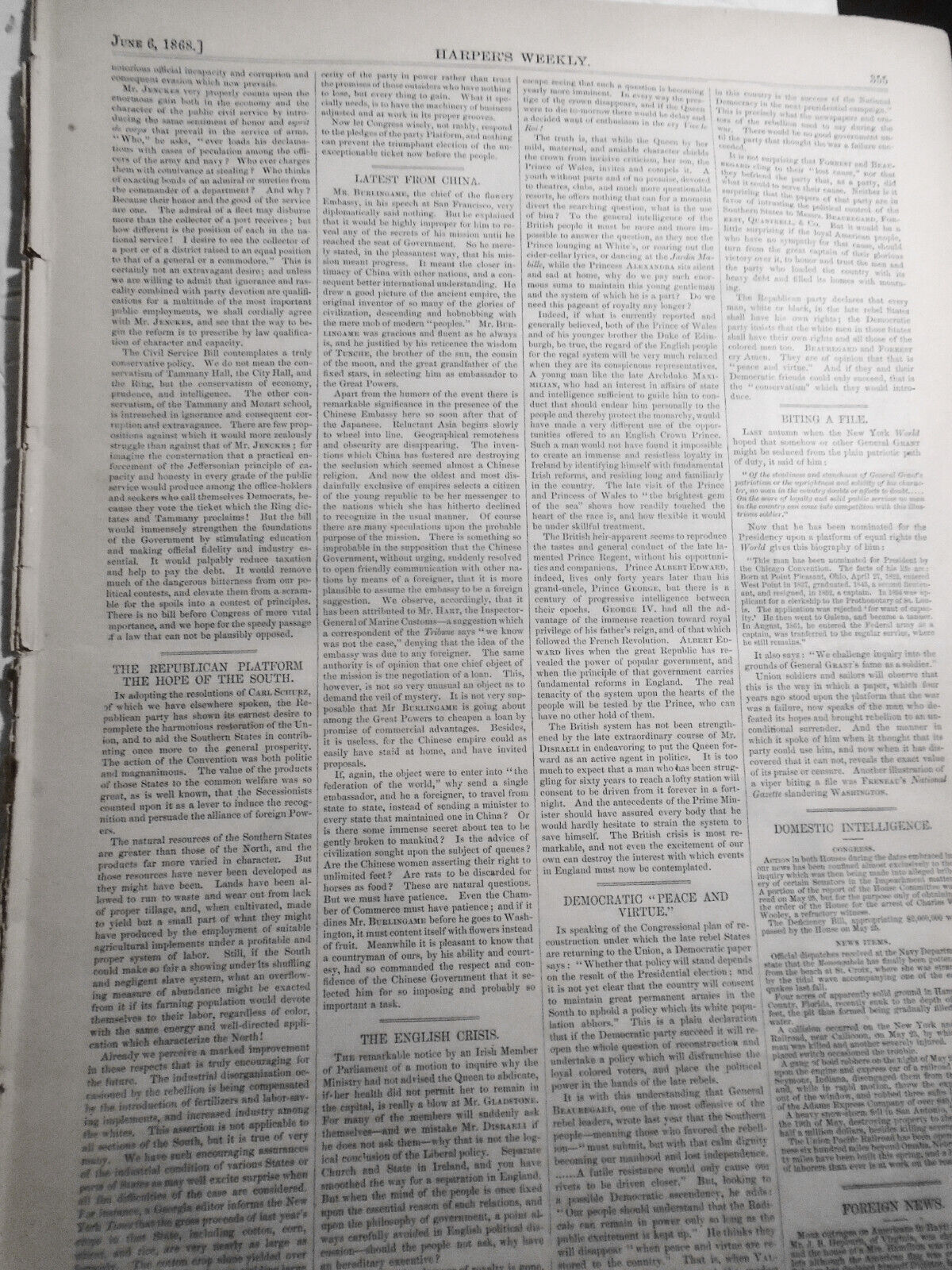 Harper's Weekly June 6, 1868: Republican Convention; Monument to dead soldiers