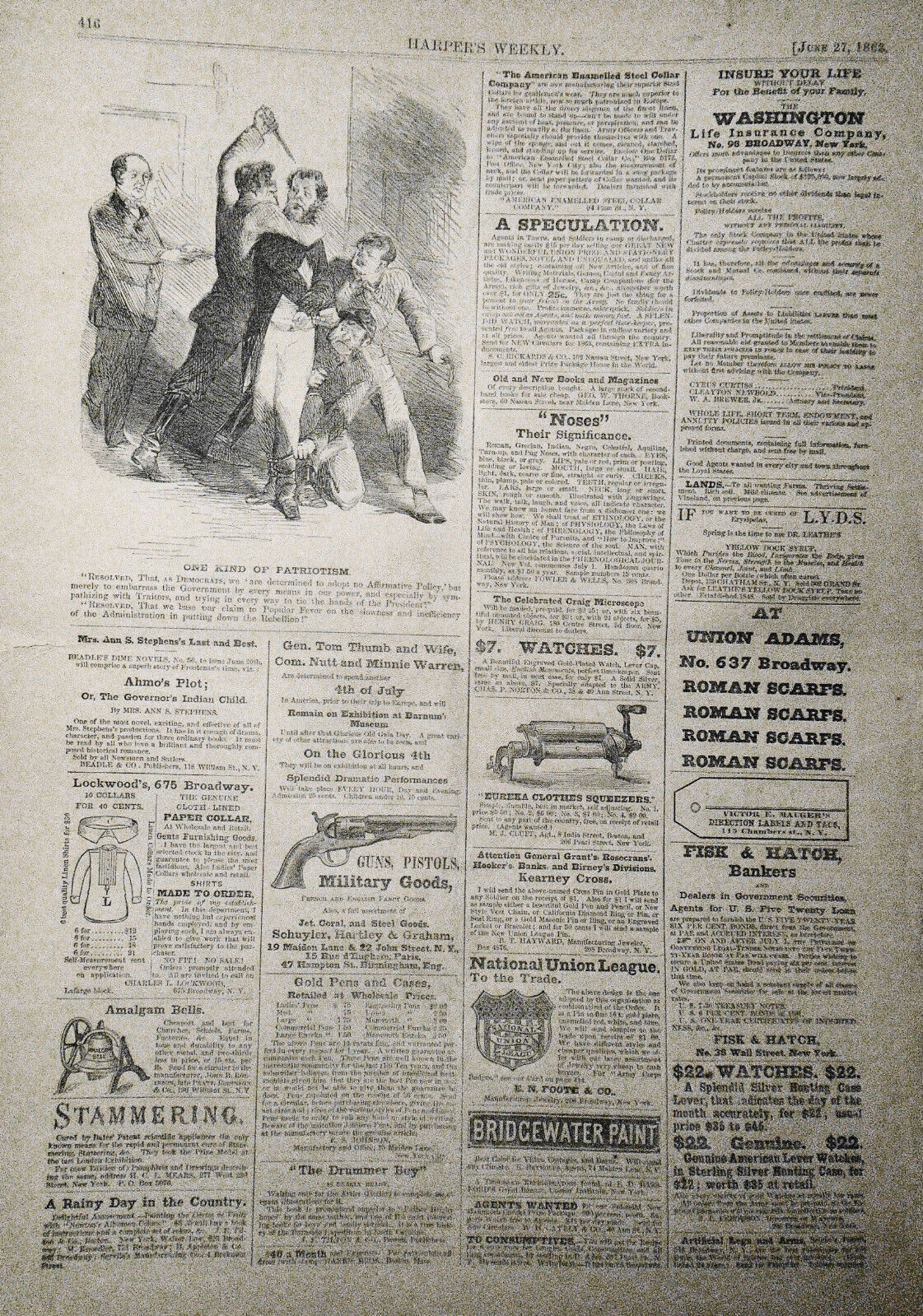 Harper's Weekly June 27, 1863 - Civil War reports / Map of Theatre of Operations