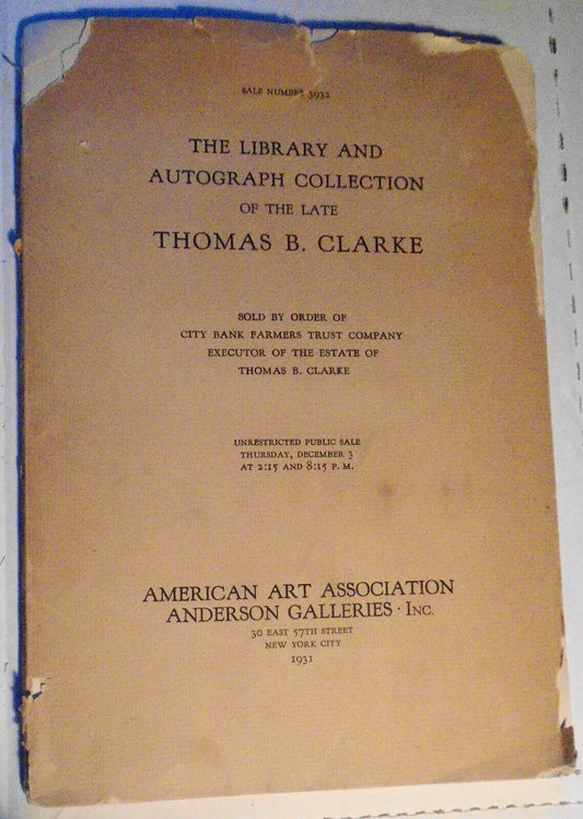 Library & Autograph Collection Of Thomas B Clarke.. Emancipation amendment. 1931