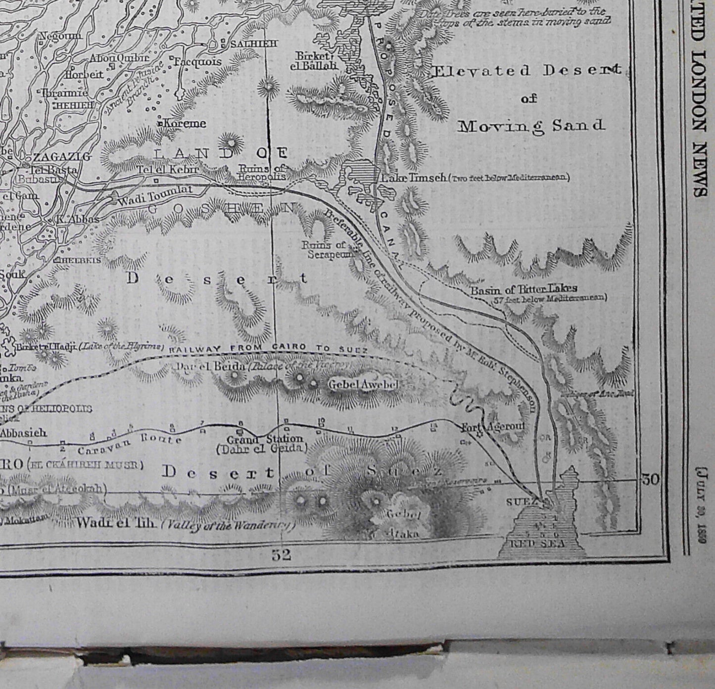 Illustrated London News, July 30, 1859. Railway Map of Lower Egypt;  Mantua; etc