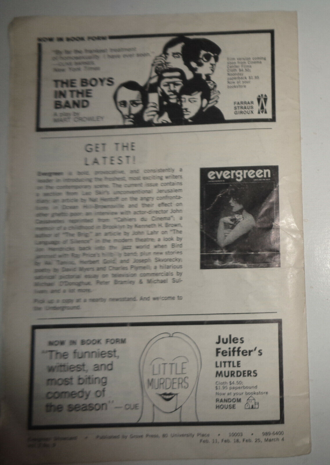 GEESE, by Gus Weill - PROGRAM - NEW YORK: PLAYERS THEATRE 1969