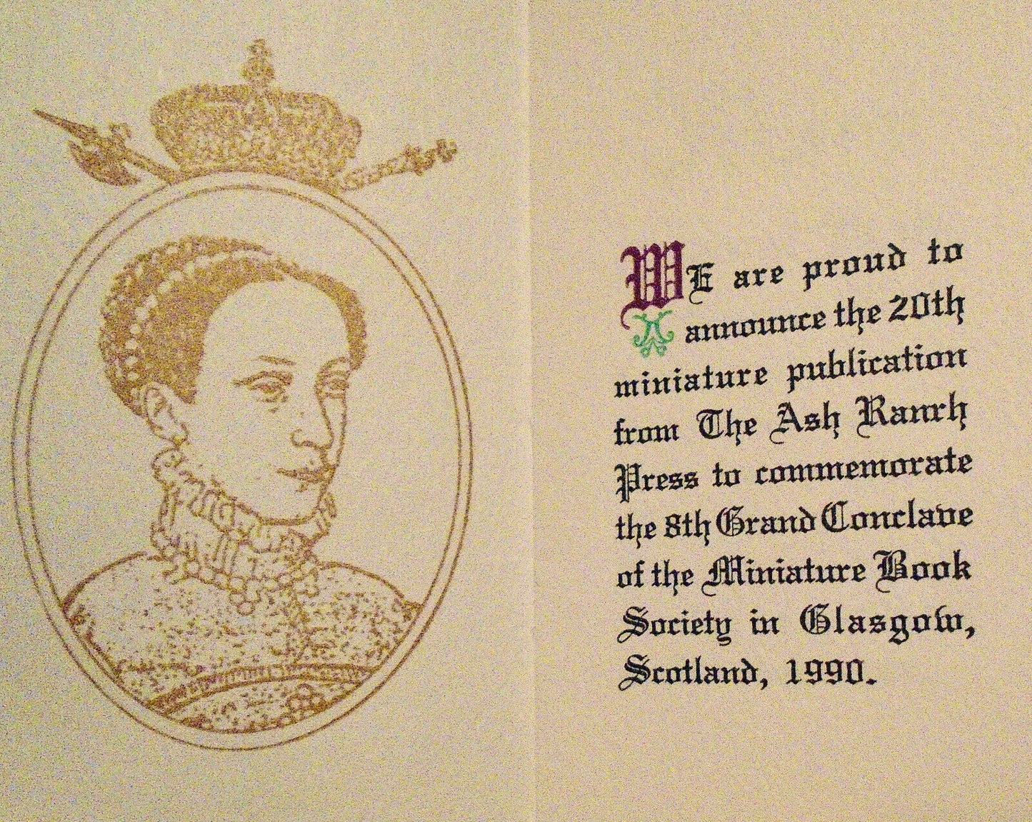 Marie R. by Don Hildreth; Ash Ranch Press. 1990 Miniature book. Limited Edition.