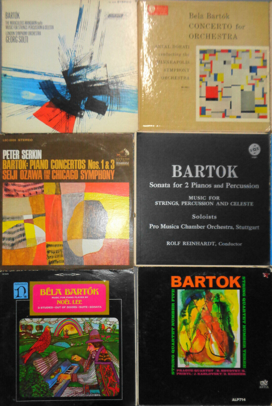 12 Bela Bartok LPs: Bernstein, Solti, Dorati, Serkin, Ozawa, Stern. Reinhardt...