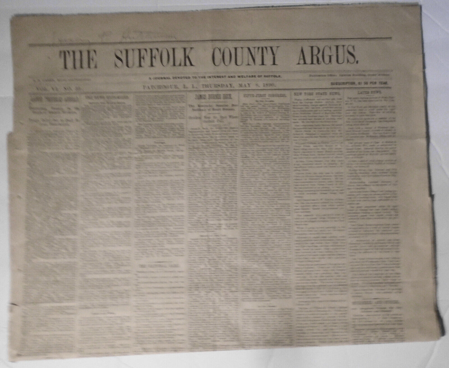 The Suffolk County Argus, 1890 - Lynching, murders, oil rich colored woman, etc.