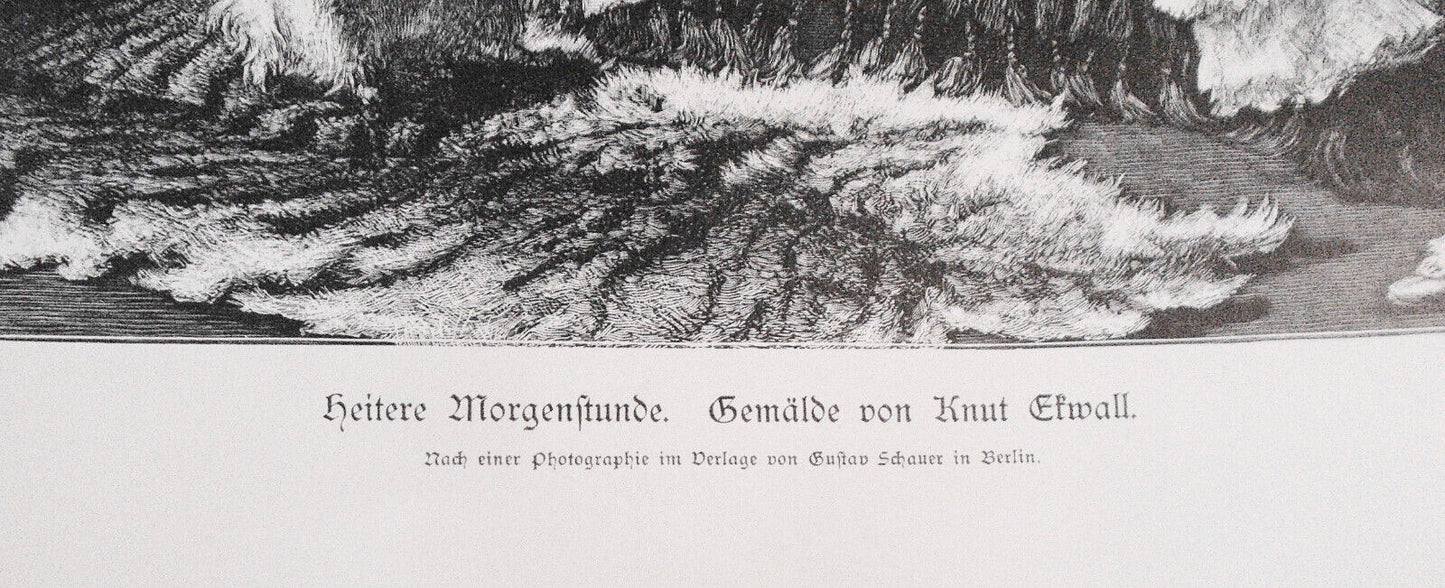 Heitere Morgenstunde, von Knut Ekwall  - 1886 - Original antique print