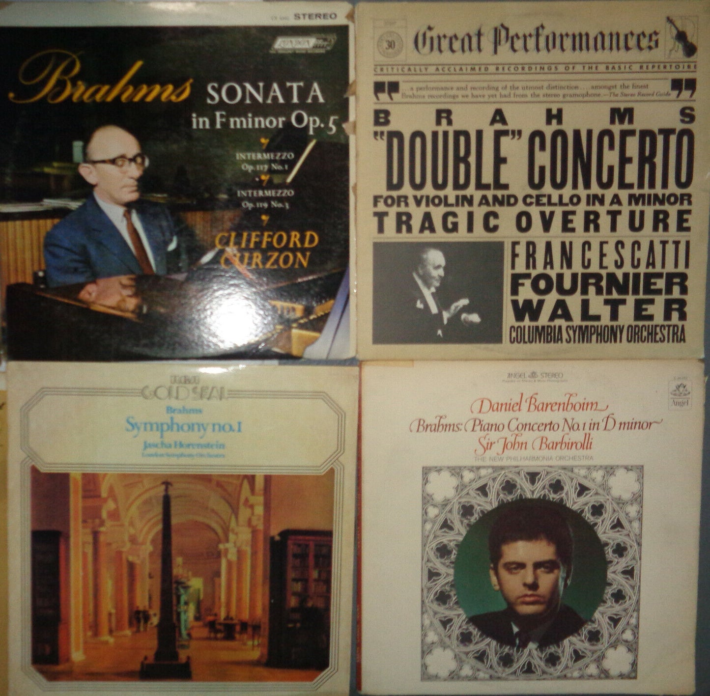 16 Brahms LPs lot - Rubinstein, Stern, Curzon, Fournier, Francescatti, Schnabel