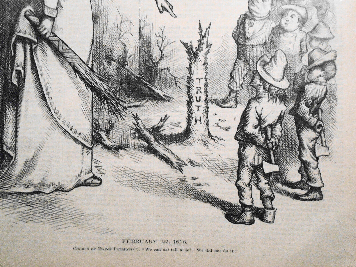 February 22, 1876. Chorus of rising patriots (?). "We can not tell a lie! - Nast