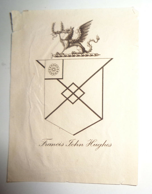 Francis John Hughes - armorial Ex Libris Bookplate - 19th century