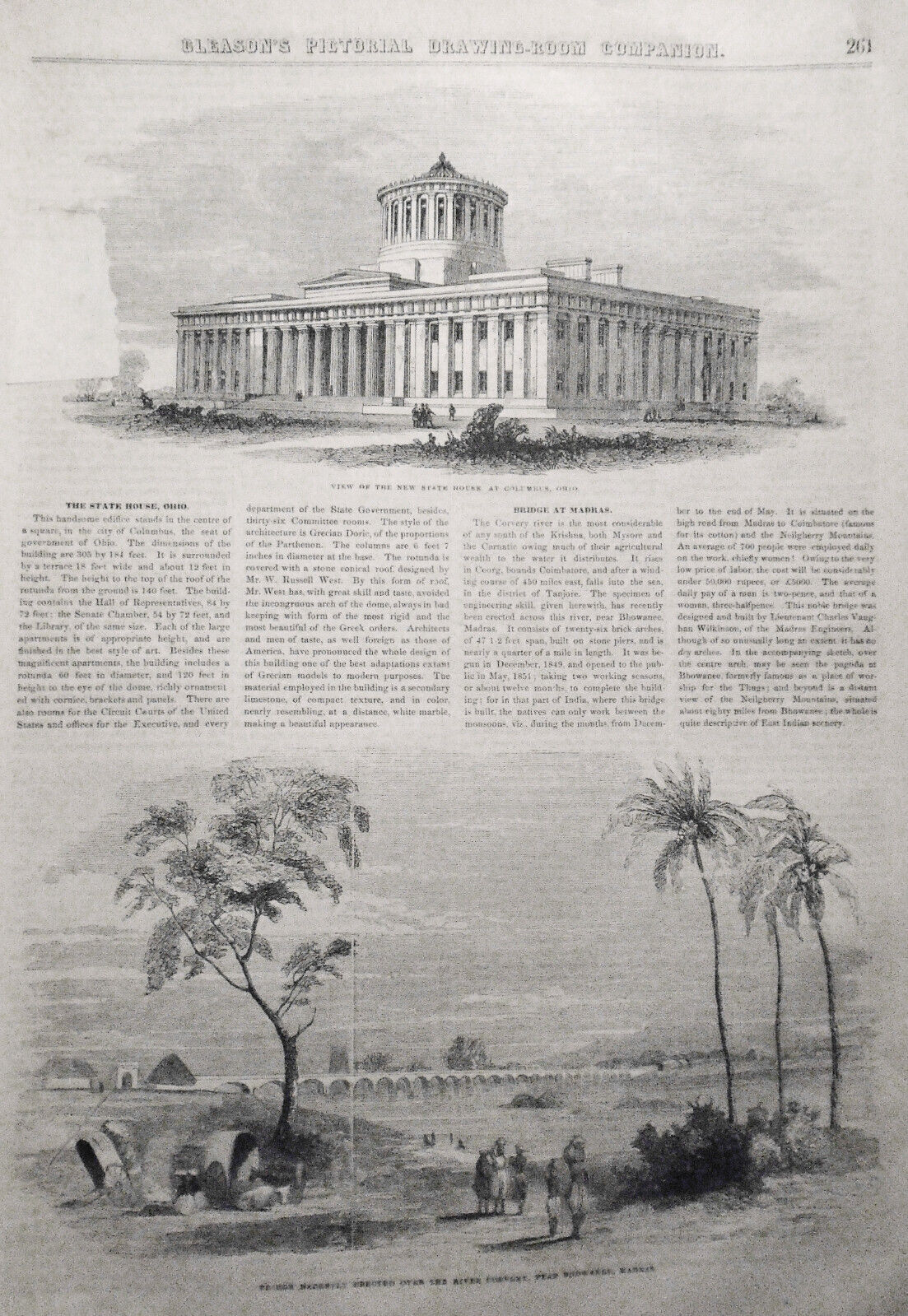 Gleason's Pictorial - April 24, 1852. Smithsonian Institute, Charleston Hotel...