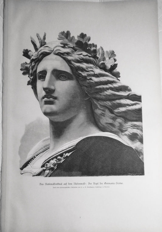 Das Nationaldenkmal auf dem Niederwald – Der Kopf der Germania-Statue - 1884