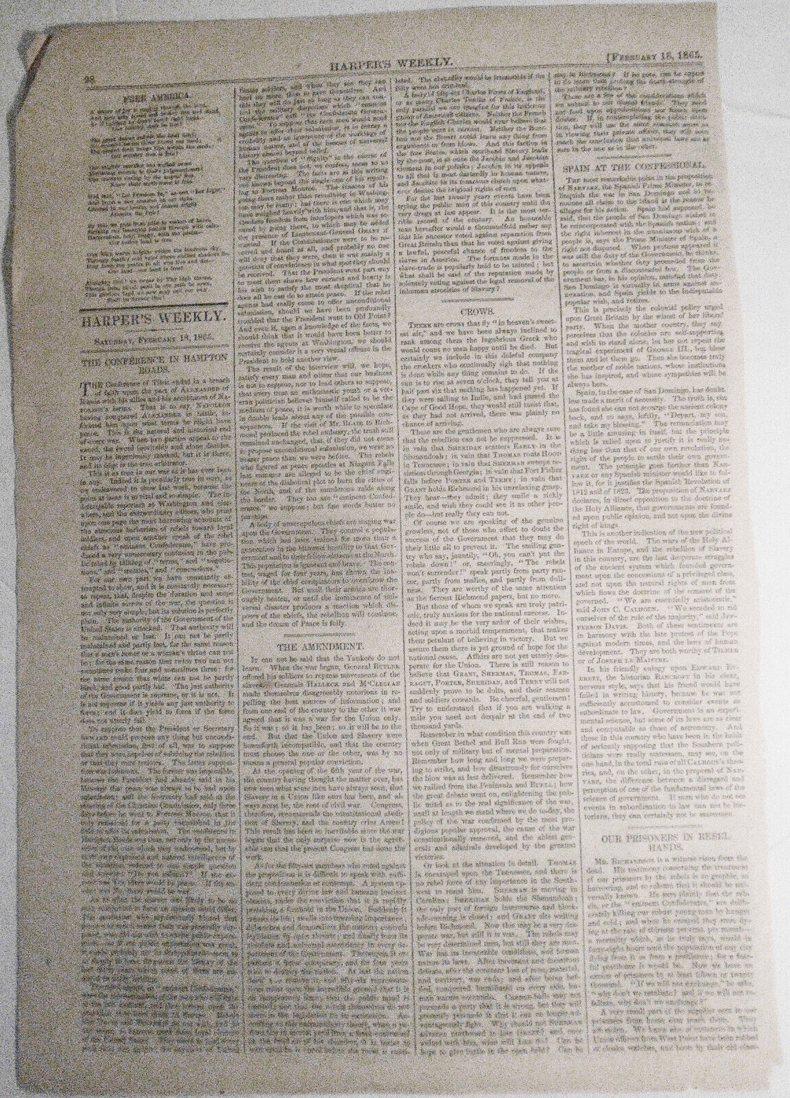 [Slavery Abolished] - Scene in House on passage of 13th Amendment. 1865 original