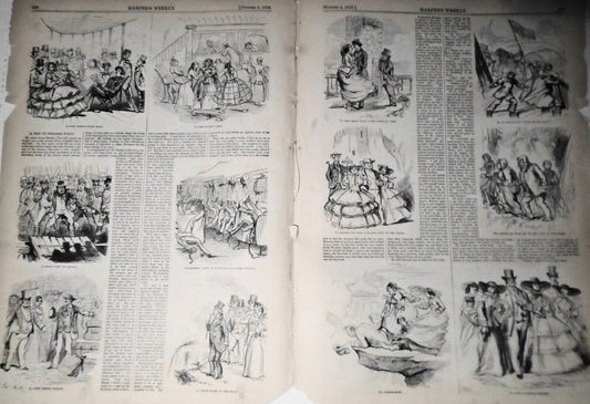 A Trip To Niagara Falls - Harper's Weekly, 1858 - Story & 12 Prints; Original