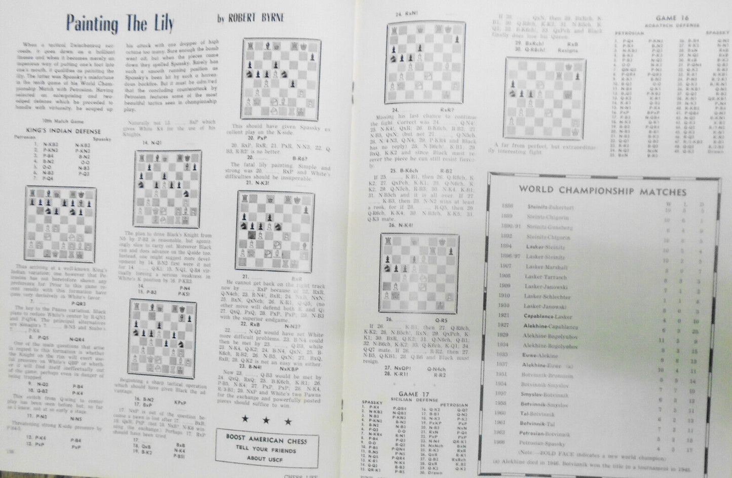 Chess Life, June 1966 -  Petrosian-Spassky Match, etc..