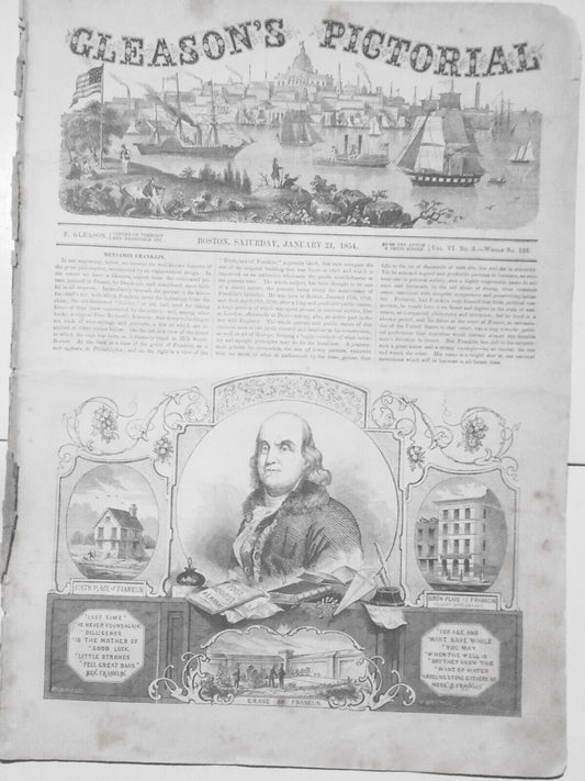 Gleason's Pictorial January 21, 1854 - Benjamin Franklin; National costumes, etc