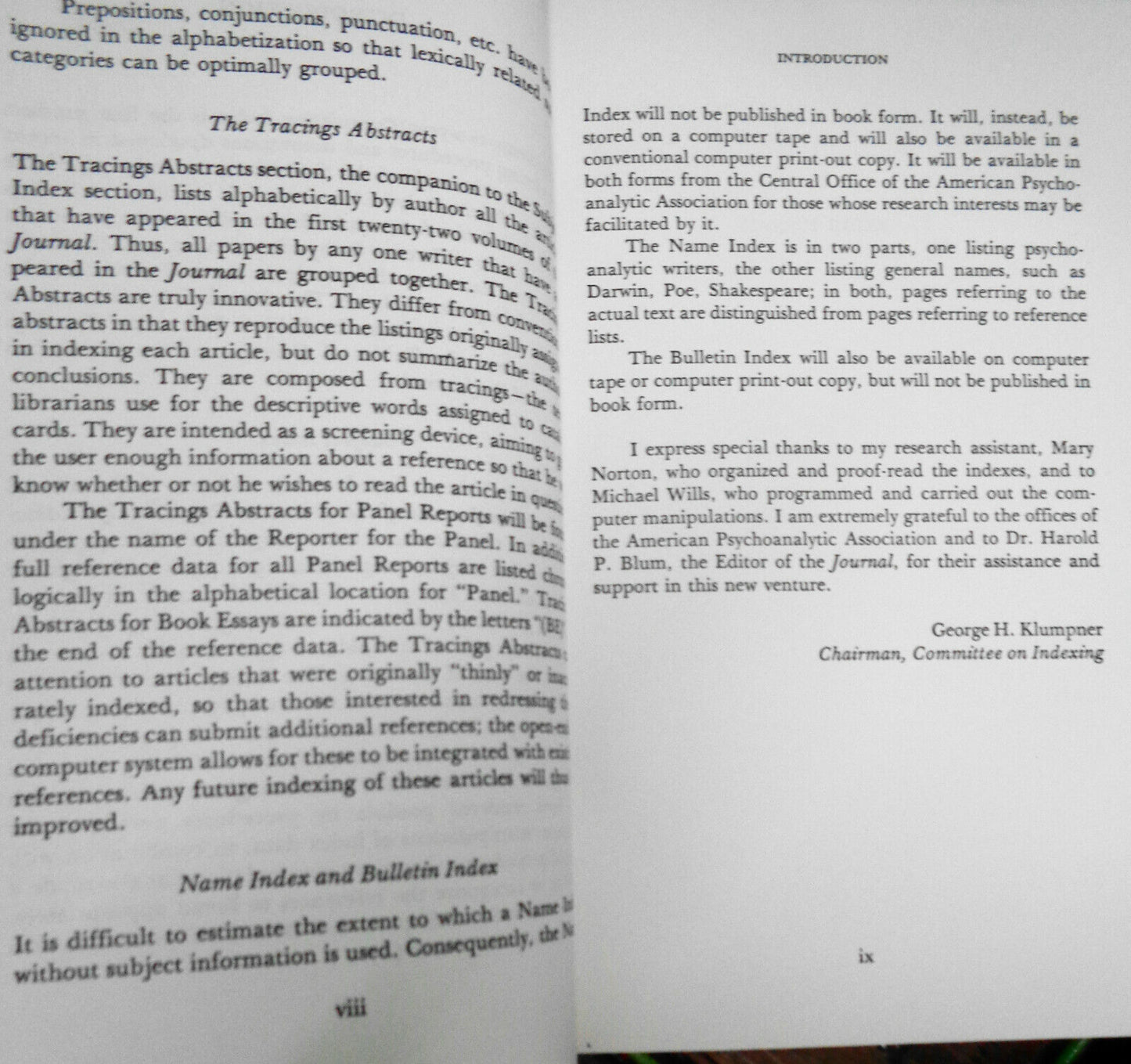 Journal of American Psychoanalytic Association: cumulative index V 1-22, 1953-74