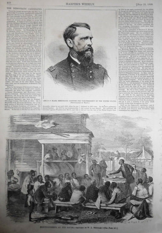 Electioneering at South / Democratic Candidates  Harper's Weekly - July 25 1868